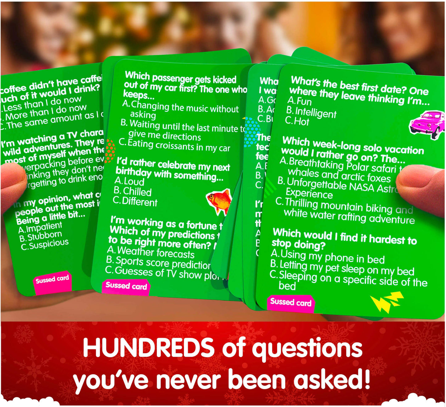 Sussed Lighthearted Conversation Cards - 231 Questions For Friendships, Couples, Co-Workers And More - Adults & Teens Ages 15+ - Icebreaker, Gift & Stocking Stuffer