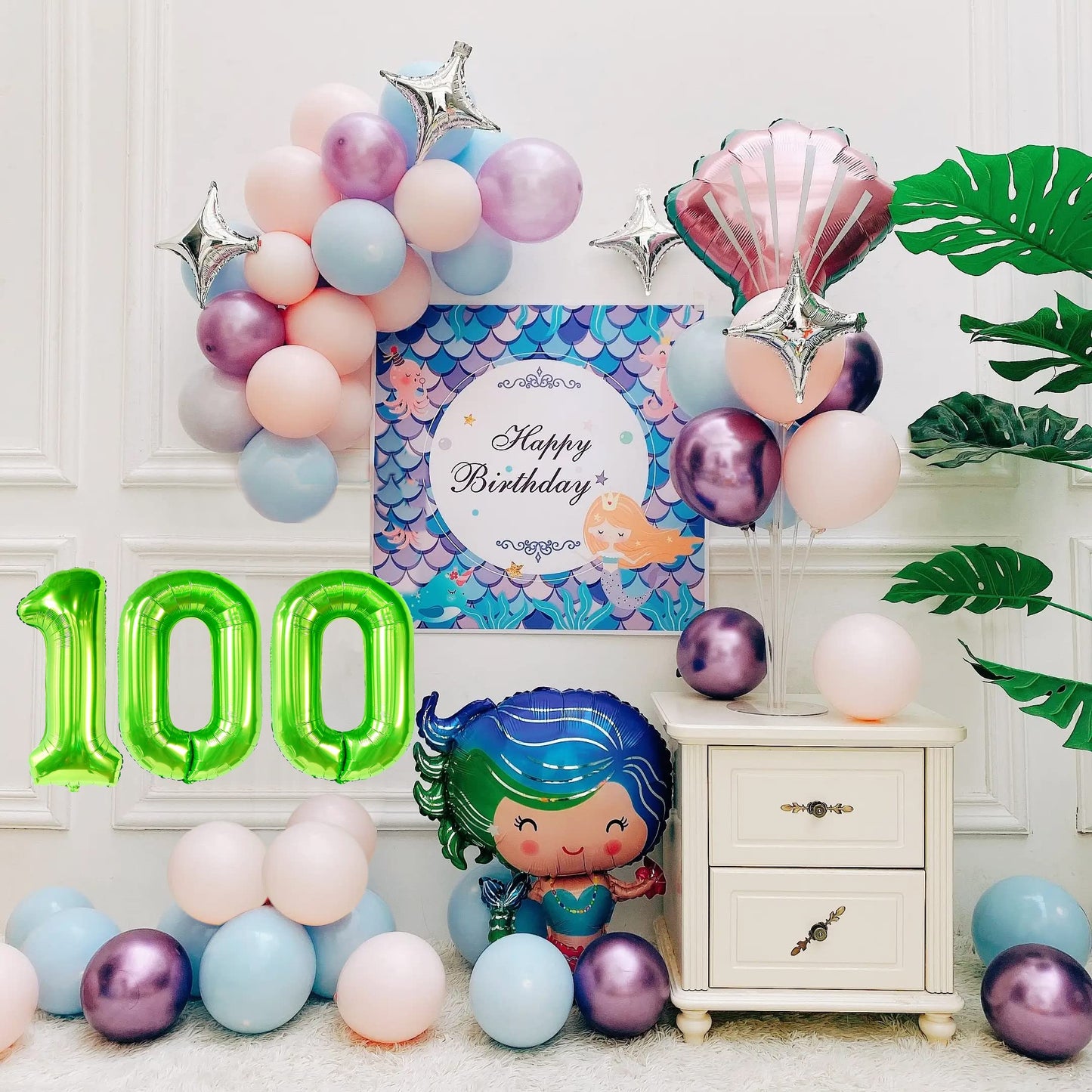 Smlpuame 40 Inch Number Balloon 0-9 Green Large Number 100 Balloons,Digital Balloons For Birthday Party Celebration Decorations