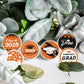 Black and Orange Grad Graduation Party Favors Stickers for Chocolate Kisses, Congrats Grad Stickers Graduation Candy Stickers,Cl