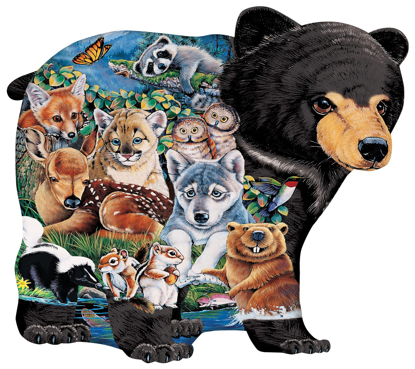 Masterpieces 100 Piece Shaped Jigsaw Puzzle For Kids - Forest Friends - 14''X19''
