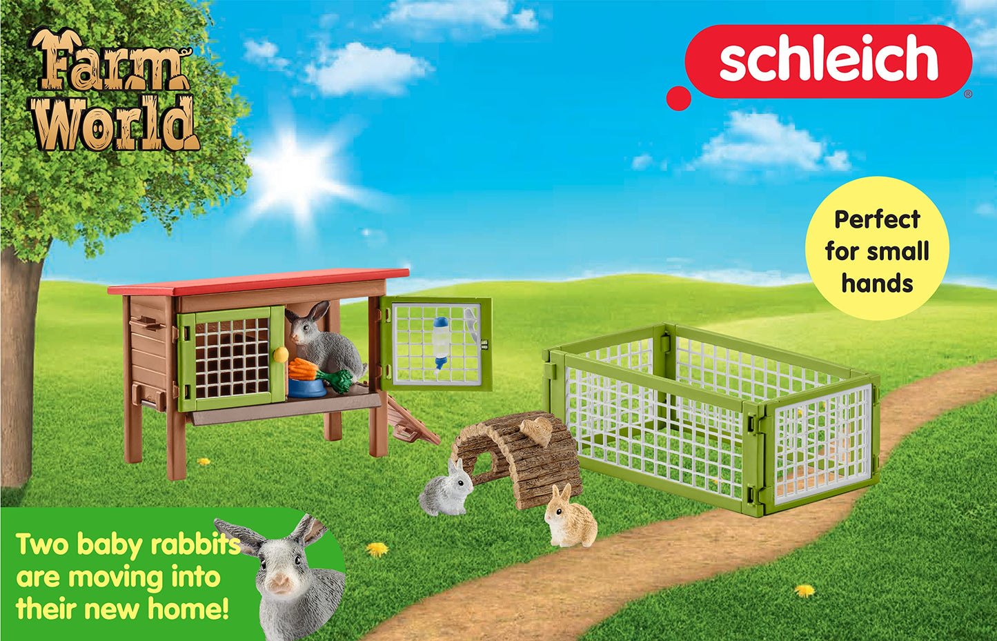Schleich Farm World, Easter Toys For Boys And Girls Ages 3-8, 8-Piece Playset, Rabbit Hutch And Bunny Playpen Toy Set