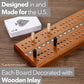 STERLING Extra Large Wooden Cribbage Board - 16" Double Track with Inlaid Design, Ideal for Seniors and Children