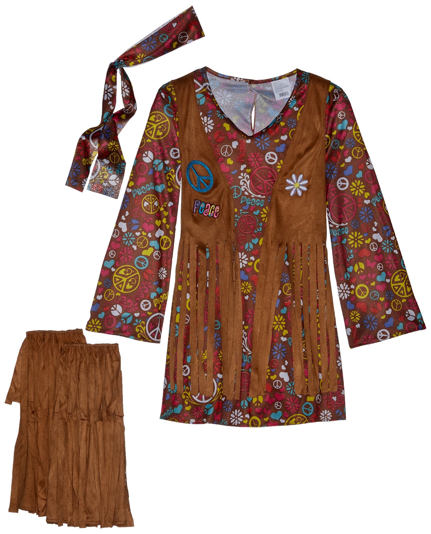 Fun World Girl'S Peace & Love Hippie Child Costume, Small