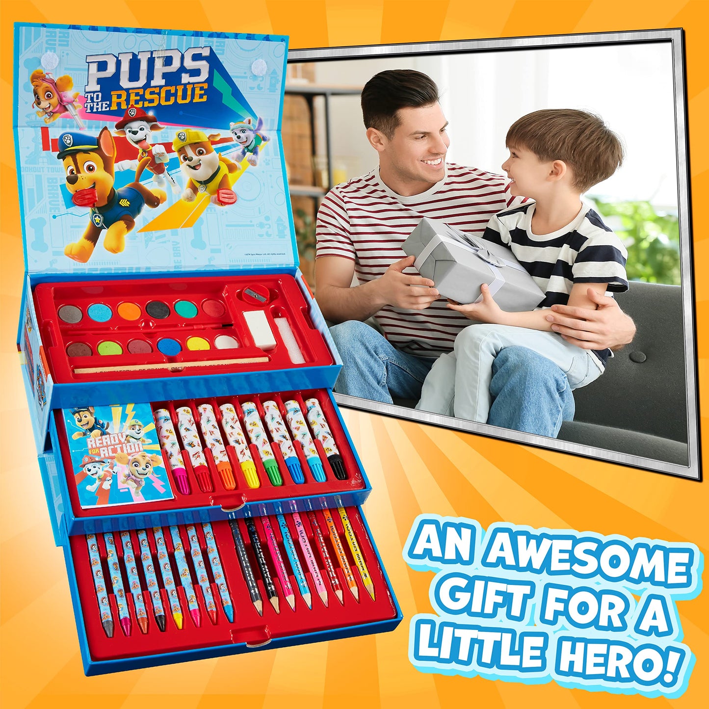 Paw Patrol Colored Pencils Art Supplies Kids Set Coloring Stationery Girls Boys Drawing Pencils Supplies Travel Case with Crayon