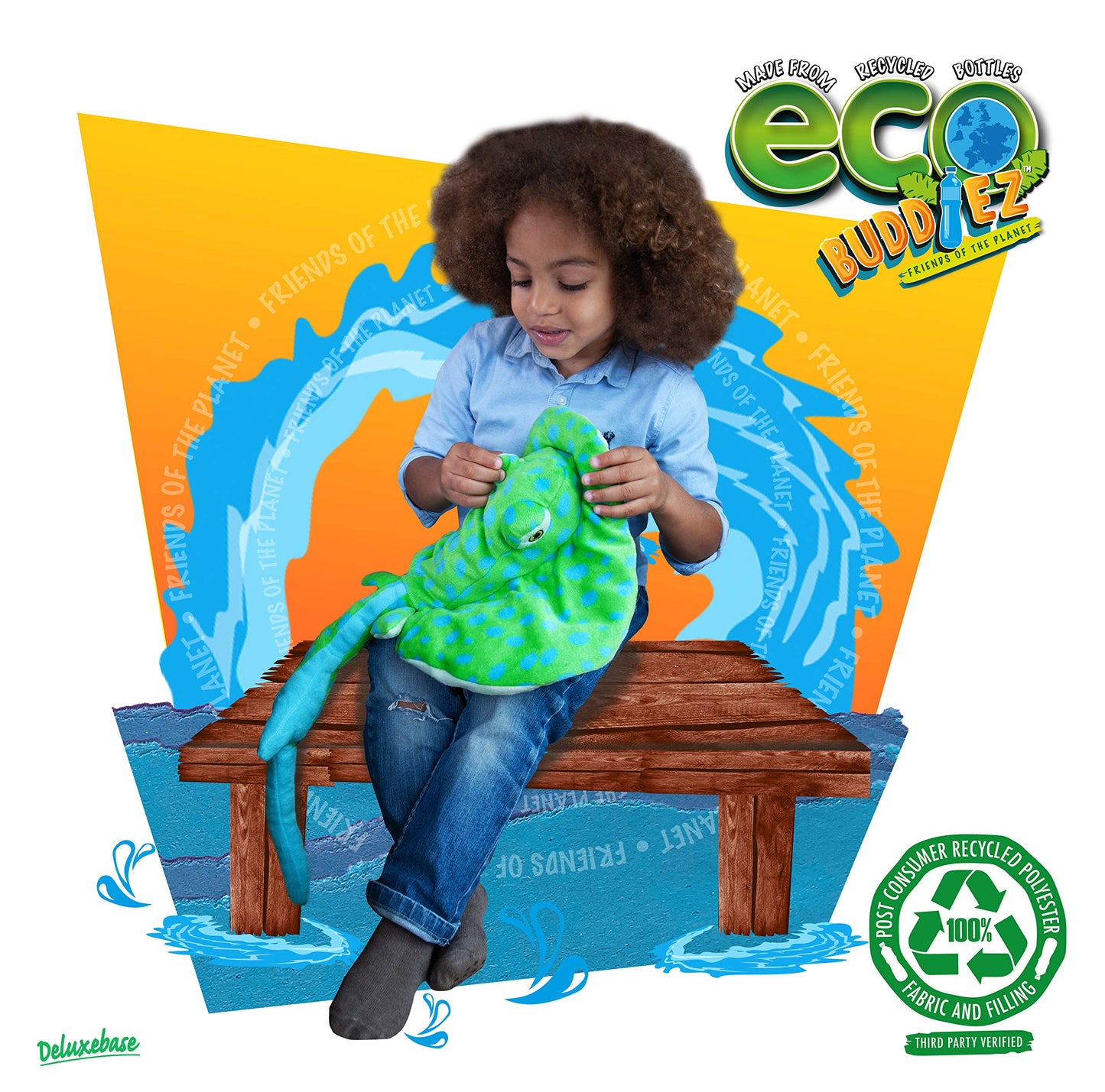 Ecobuddiez - Spotted Ray From Deluxebase. 12 Inch Spotted Ray Plush Toy. Eco Friendly Child Safe Stingray Stuffed Animal Made From Recycled Plastic Bottles.