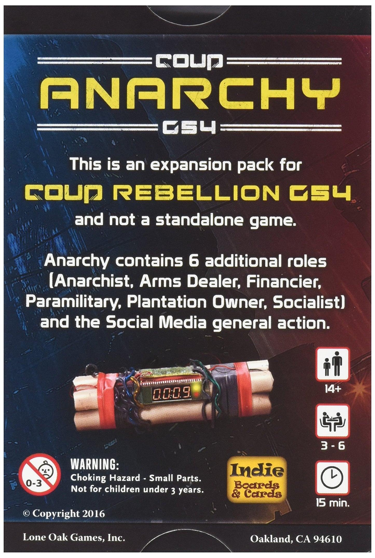 Indie Boards and Cards Coup Rebellion G54 Anarchy Game - Cardboard, White, Model IBG0CO04