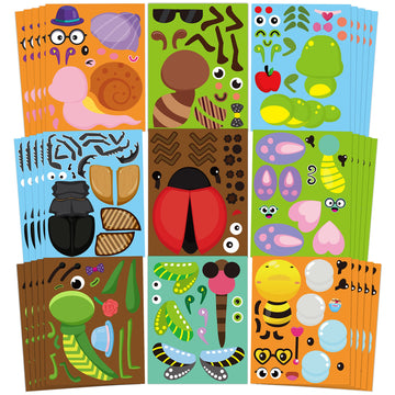 Cy2Side 45Pcs Make Your Own Bugs Stickers For Kids, Butterfly Beetle Bee Make A Face Stickers Games For School Rewards, Summer Insect Party Favor, Diy Mix And Match Bugs Summer Party Games