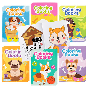 DGjianfei 24PCS Puppy Theme Coloring Books Bulk for Kids Animal DIY Art Drawing Book with Corgi Doggy Patterns for Dog Birthday 