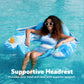 Sloosh Pool Floats with Canopy mature-themed XL Inflatable Pool Lounge Chairs with Cup Holders Floating Chair for mature-themeds Inflatable Floaties with Headrest for Party Beach Summer Water Fun Blue