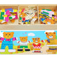 TOWO Wooden Bear Family Dress up Puzzle Box - Sorting and Matching Jigsaw Puzzle - Wooden Sorting Toys for 3 Year Old - Wooden Puzzles for 3 Years Old Girls
