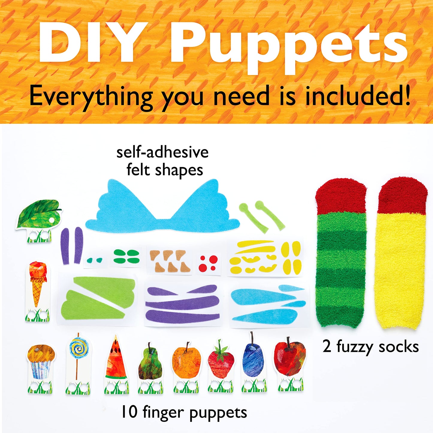 Creativity For Kids The Very Hungry Caterpillar Story Puppets: Sock Puppet Kit For Toddlers From The World Of Eric Carle, Crafts For Kids Ages 3-5+