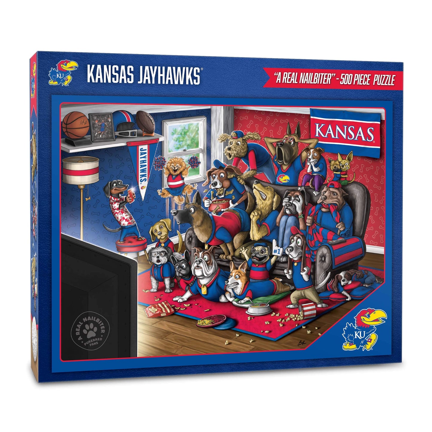 Youthefan Ncaa Kansas Jayhawks Purebred Fans 500Pc Puzzle - A Real Nailbiter