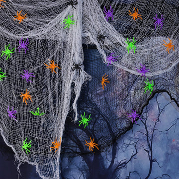 MGparty 400pcs Colorful Spider Rings Halloween Rings for Kids Party Supplies ,Plastic Spider Rings Bulk for Kids Halloween Party