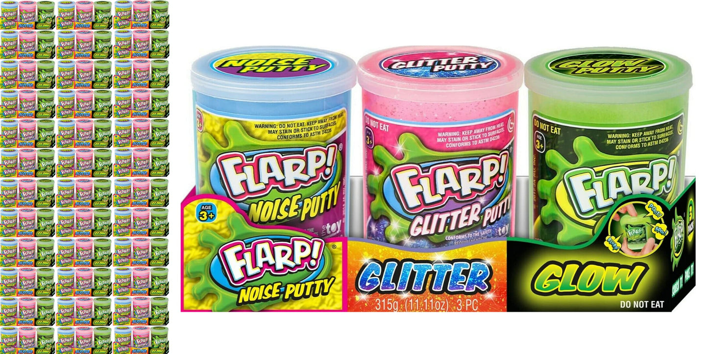 Ja-Ru Flarp Putty Variety Slime Set (36 Pack) Noise Fart Putty, Glow In The Dark Putty, & Rainbow Glitter Putty. Scented Fidget Slime For Kids & Adult. Party Favors Goodie Bag Stuffers. 338-36S