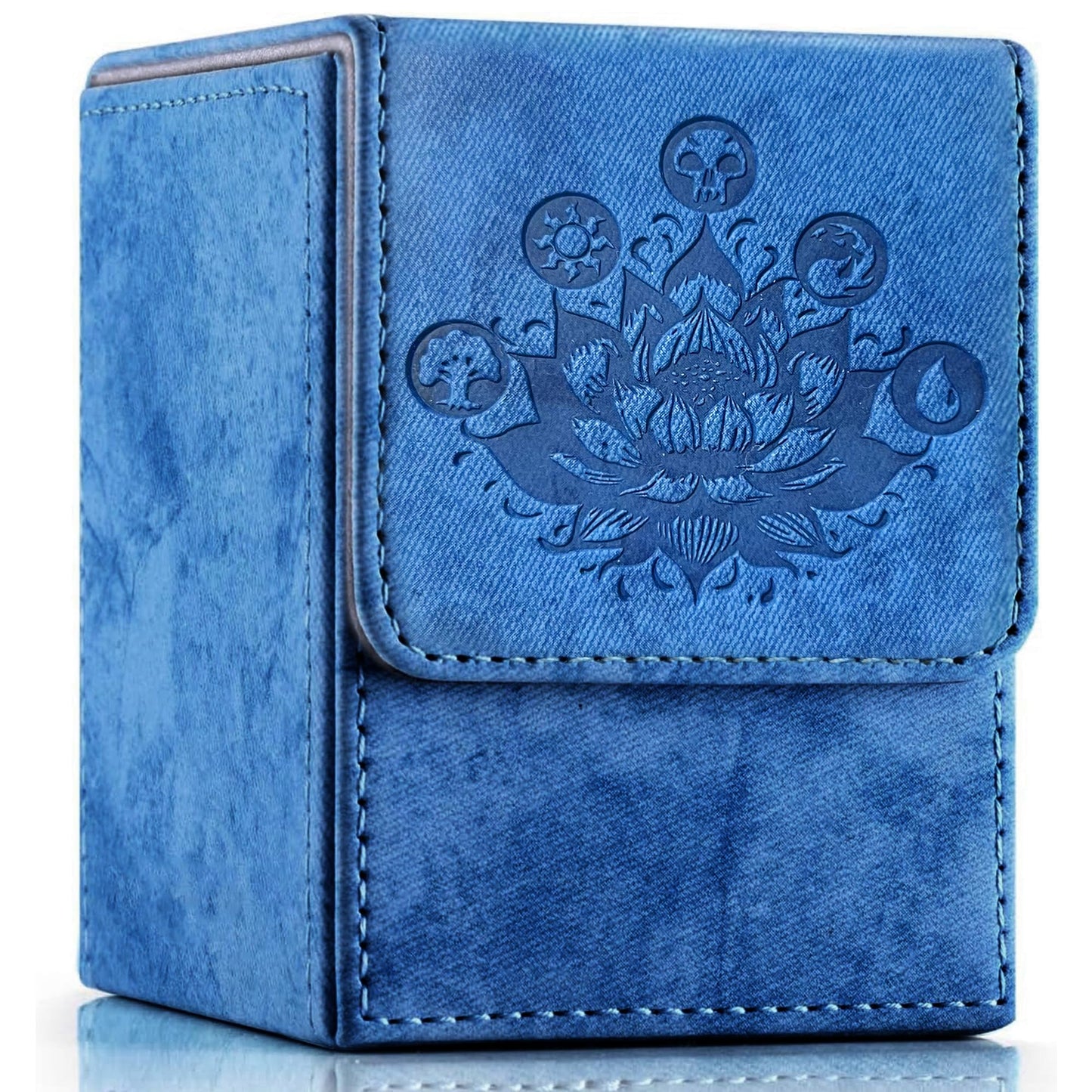 Promaxibinder Mtg Card Deck Box, Fits 200 Cards, Storage For Tcg/Mtg Crads, Pu Leather Strong Magenet (Navy Blue)