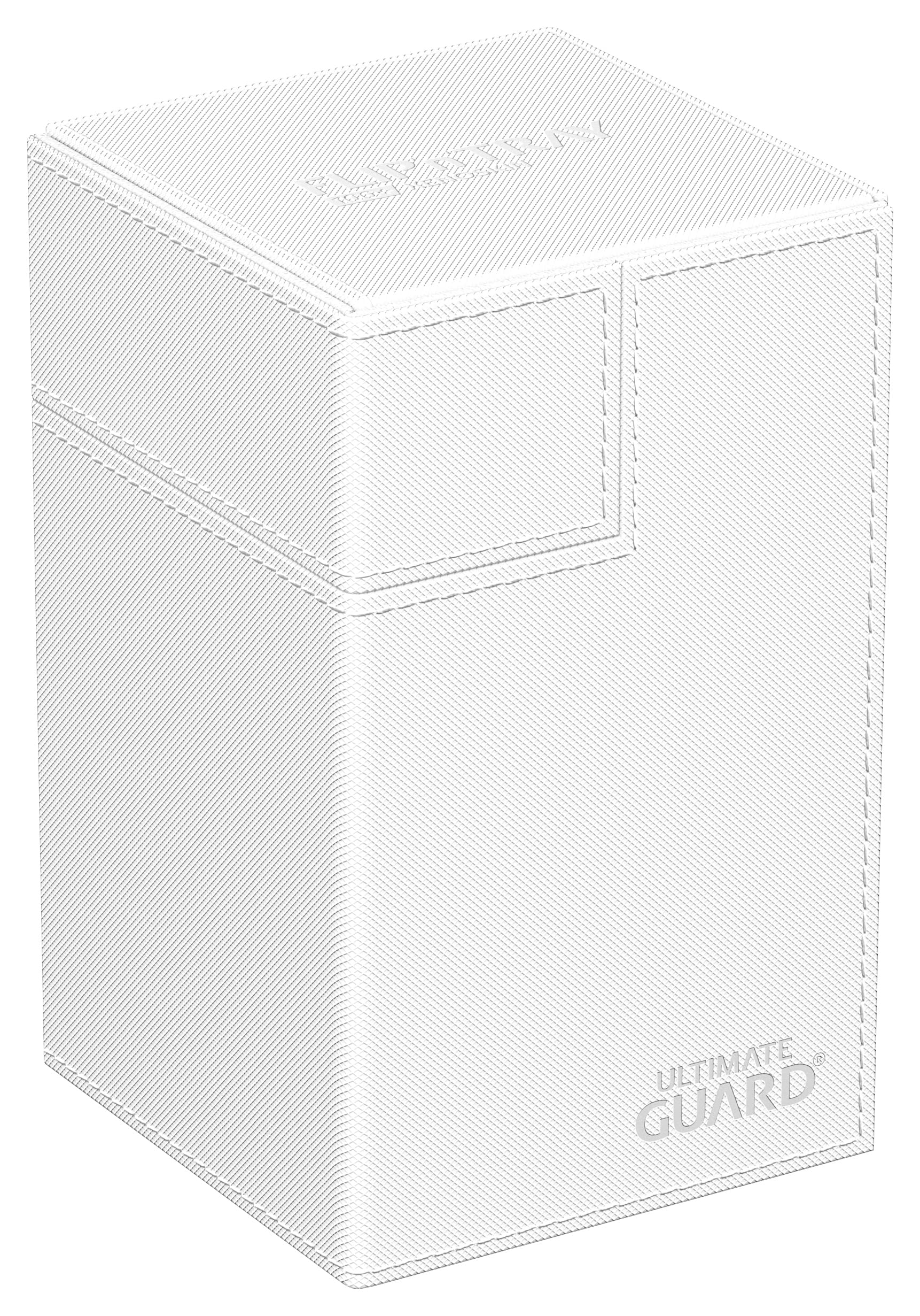 Ultimate Guard FlipnTray 100+, Deck Case for 100 Double-Sleeved TCG Cards + Dice Tray, White, Independent Magnetic Closure & M