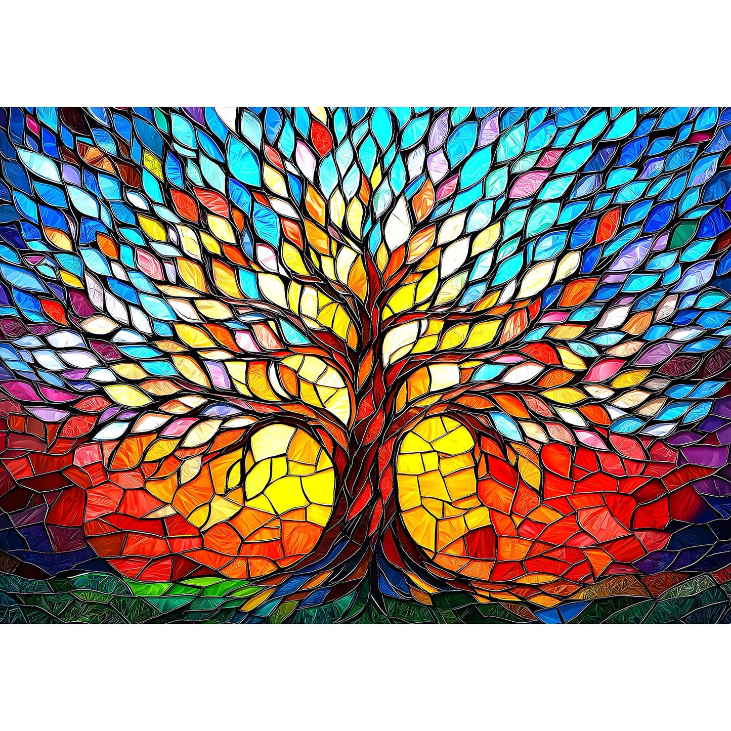 500 Piece Puzzles For Adults Stained Glass Tree Of Life Puzzle For Adults Colorful Mosaic Jigsaw Puzzles 500 Pieces With Letters