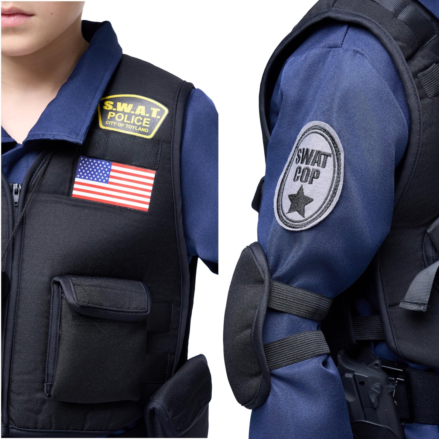 Spooktacular Creations Police SWAT Costume for Kids, Large (10-12 yrs), Blue, Polyester, Perfect for Halloween and Themed Parties