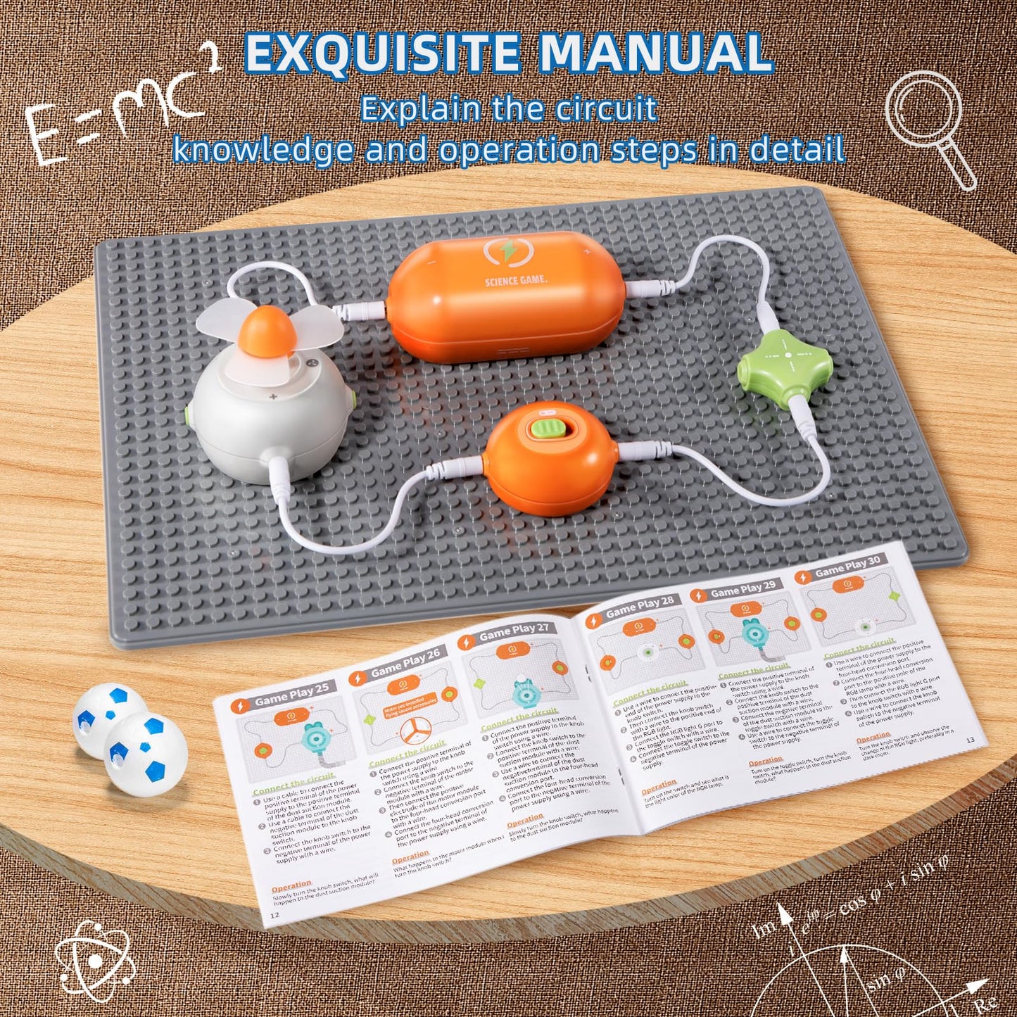 Risuntoy Circuit Kits For Kids Age 3-12,25Pcs Circuit Blocks Board,Diy Electronics Exploration Kit With 64 Projects,Science Kits For Boys Girls, Full Color Project Manual,Stem Educational Toys