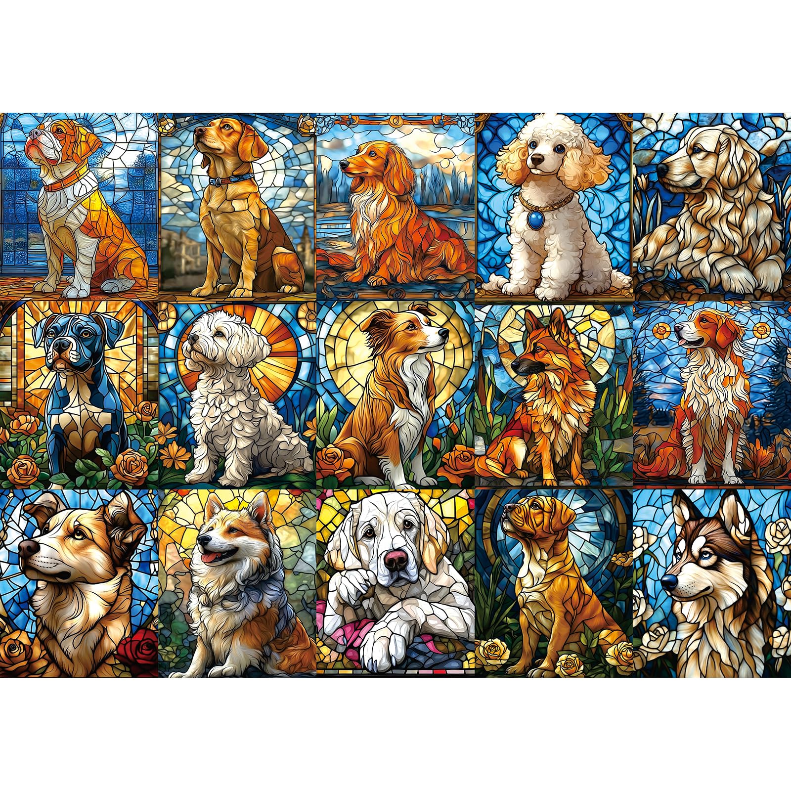 Miniwan Stained Glass Puzzle, Dog 1000 Piece Jigsaw Puzzle For Adults Impossible Hard Difficult Challenging Puzzles For Adults C