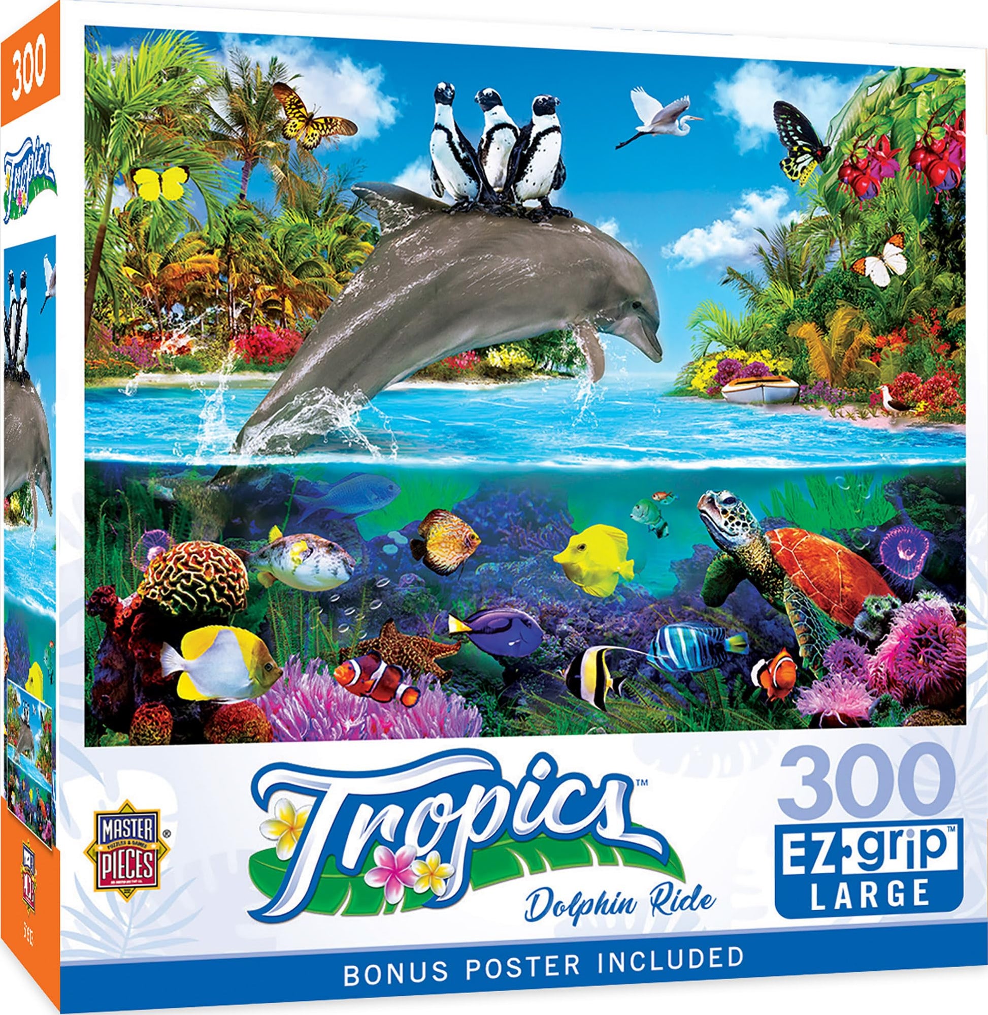 MasterPieces 300 Piece EZ Grip Jigsaw Puzzle - Dolphin Ride - 18x24