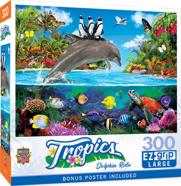 MasterPieces 300 Piece EZ Grip Jigsaw Puzzle - Dolphin Ride - 18x24