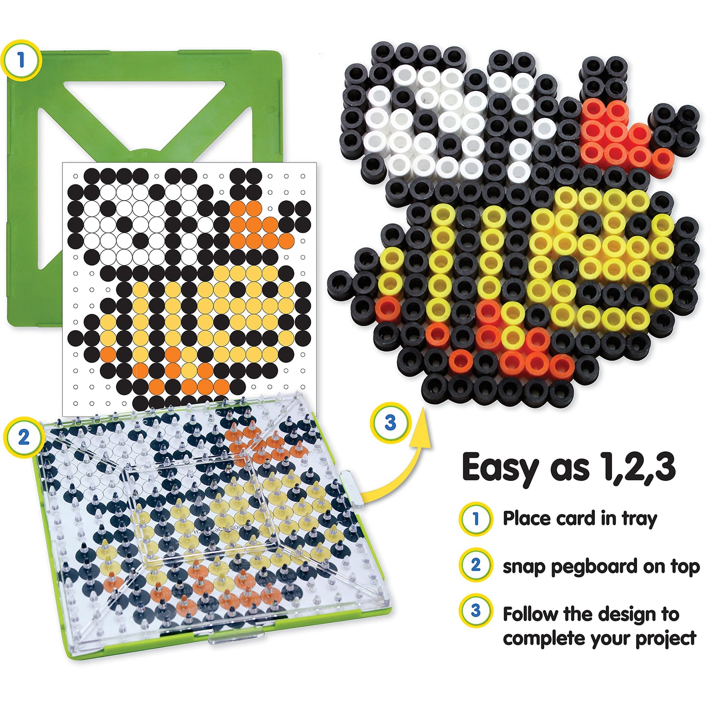 Perler 80-70729 Biggie Fuse Bead Pattern Cards and Pegboards, Multicolor, Small, 20pcs