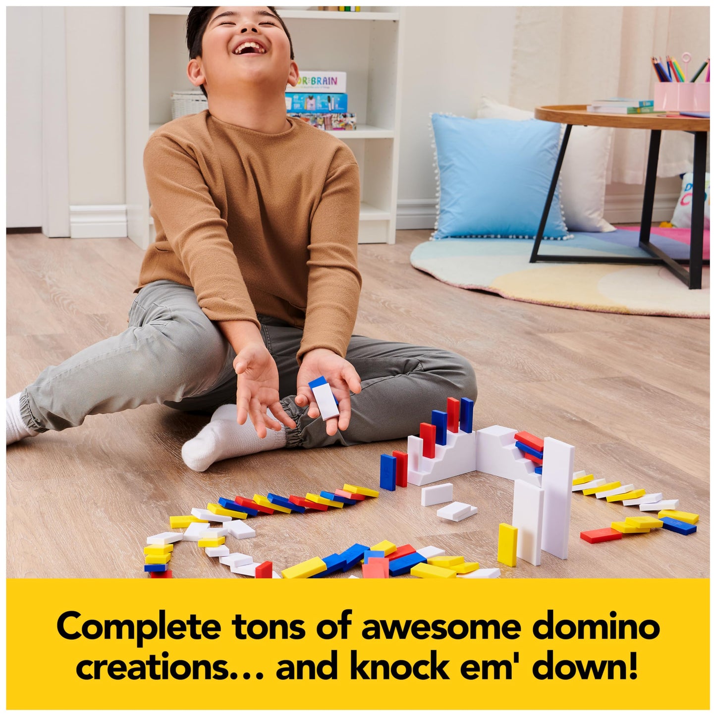 H5 Domino Creations 100-Piece Neon, Kids Games For Game Night, Building Toys For Outdoor Games, Lily Hevesh Dominoes Set For Adu