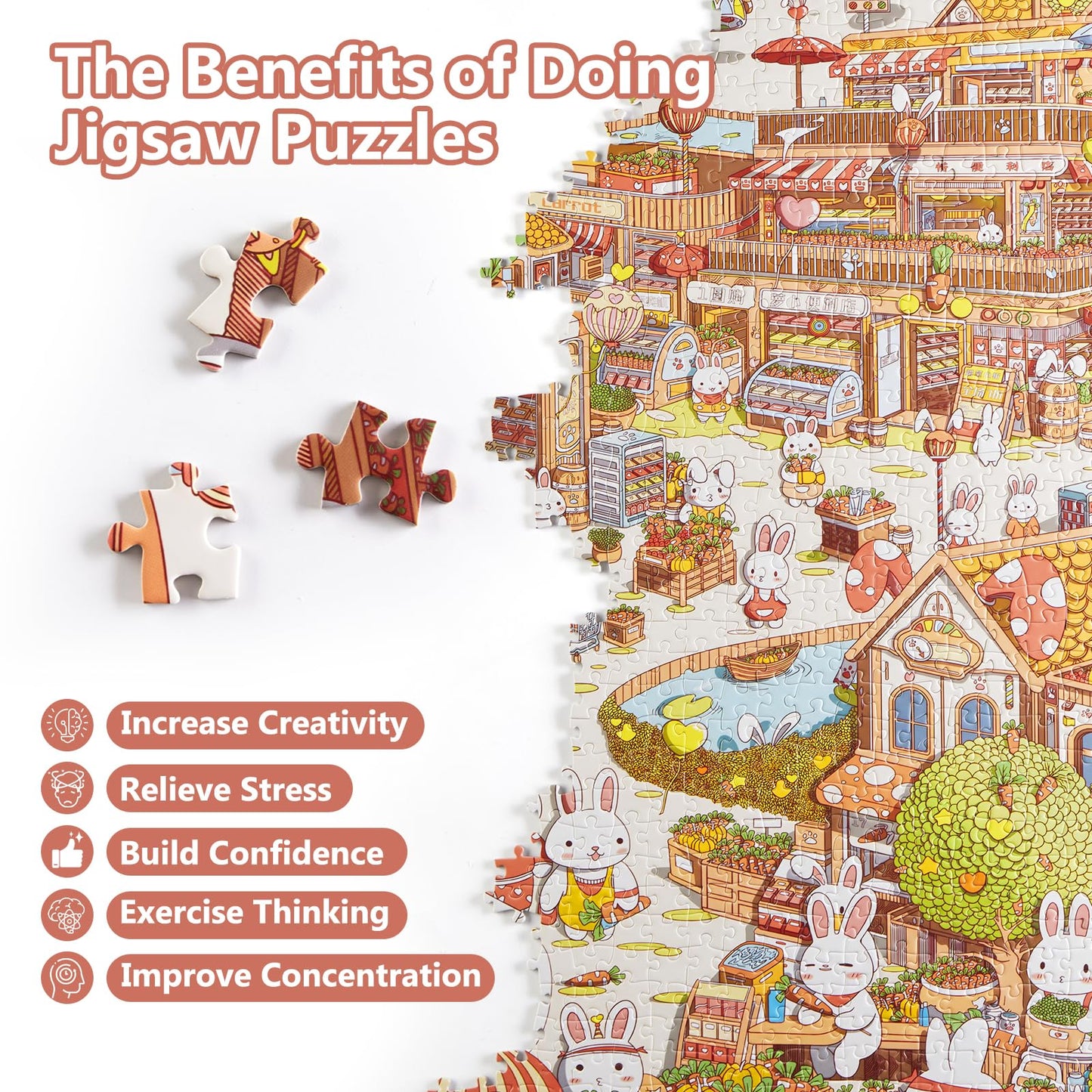 Bunny Town Puzzles for mature-themeds 1000 Pieces  Family Game  27.6 x 19.7 inches  Challenging Family Activity Perfect for Game Nights  Pieces Fit Together Perfectly