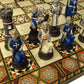 HPL Medieval Times Crusades Chess Set - Blue & White Maltese Cross, 16.5" Mosaic Board, Resin & MDF Wood, Anti-Stress Toy