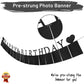 Sweet 16 Birthday Decorations Photo Banner In Black Pre-Assembled - Sweet 16 Banner With Sixteen Photo Card Frames Party Supplie