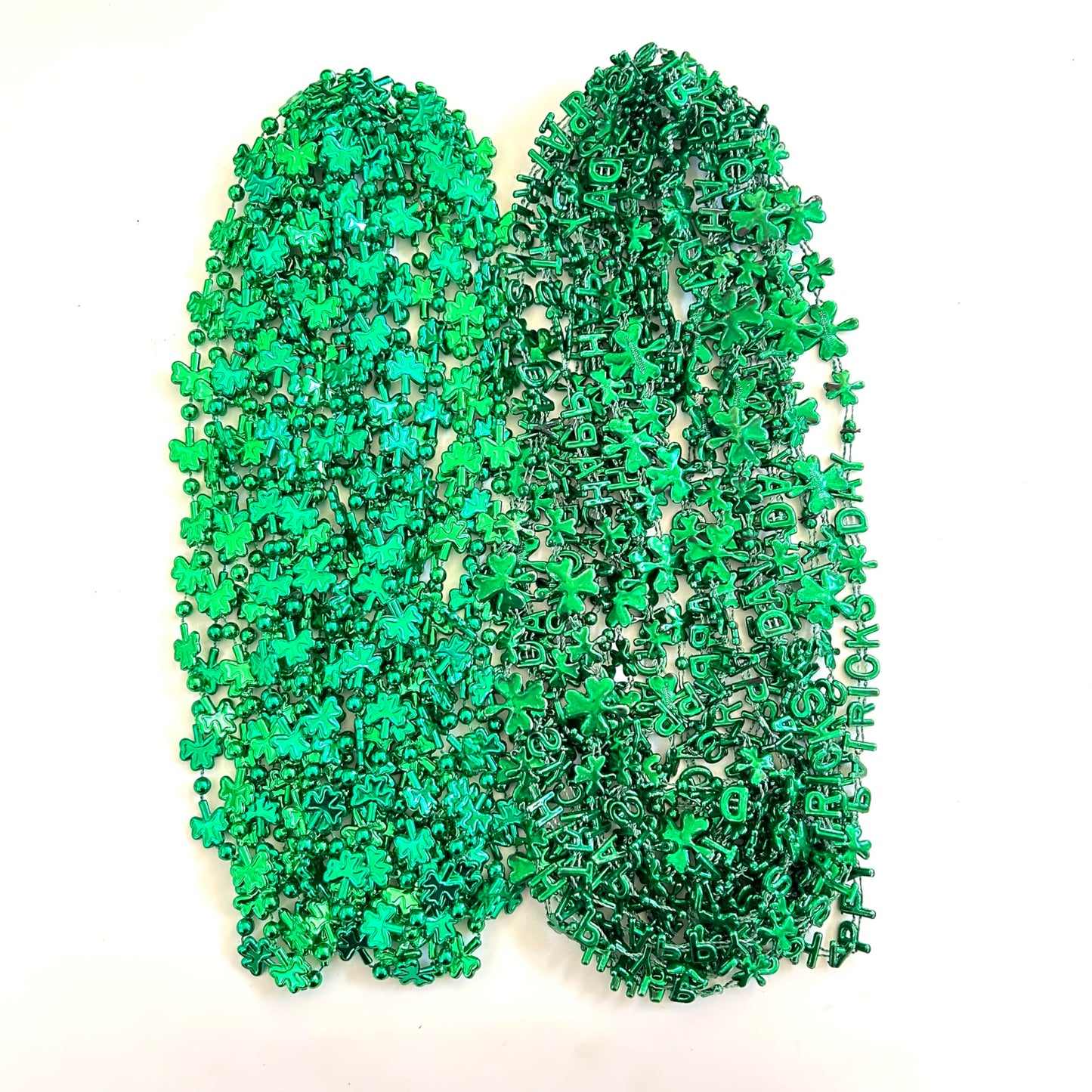 Ysppf 60 Pcs St Patrick'S Day Shamrock Beads Necklaces Green Irish Day Parade Shot Glass Bead Necklaces Party Supplies