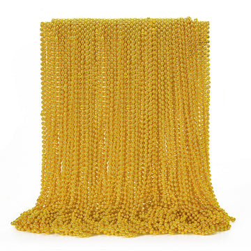 72PCS Mardi Gras Beads, Gold Bead Necklace Christmas Stuff Bulk, 33'' Mardi Gras Beads Necklace Costume Bulk, Festival Parade Th