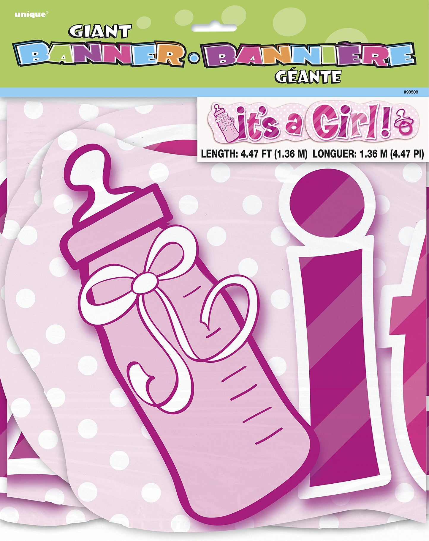 Jointed ITS A GIRL Baby Shower Banner, 4.5 Ft., 1Ct