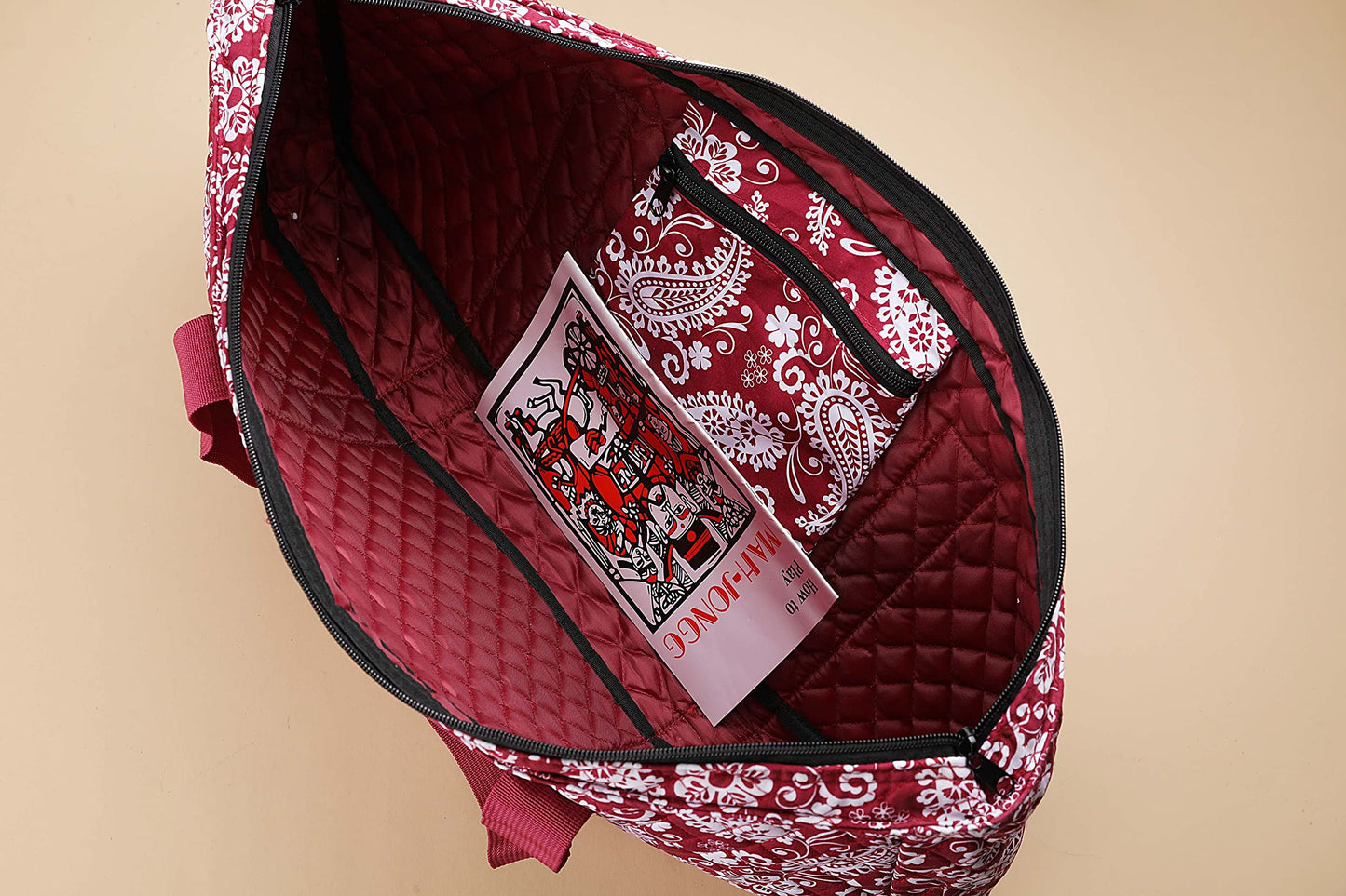 Mose Cafolo American Mahjong Game Set - 166 Premium Melamine Tiles, Red Paisley Bag, Complete Set with Rack, Chips, English Manual