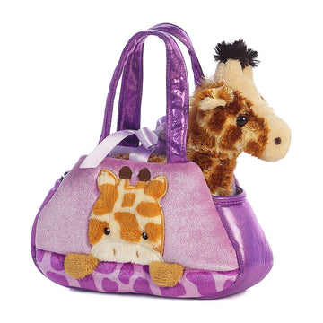 Aurora World Fancy Pals Peek-A-Boo Giraffe Pet Carrier Orange, 7 Inches