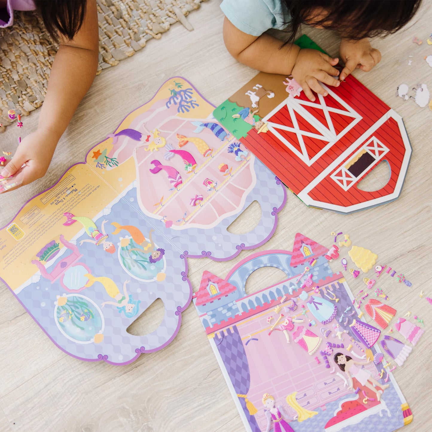 Melissa & Doug Reusable Puffy Sticker Play Set 3 Pack: On The Farm, Princess and Mermaid