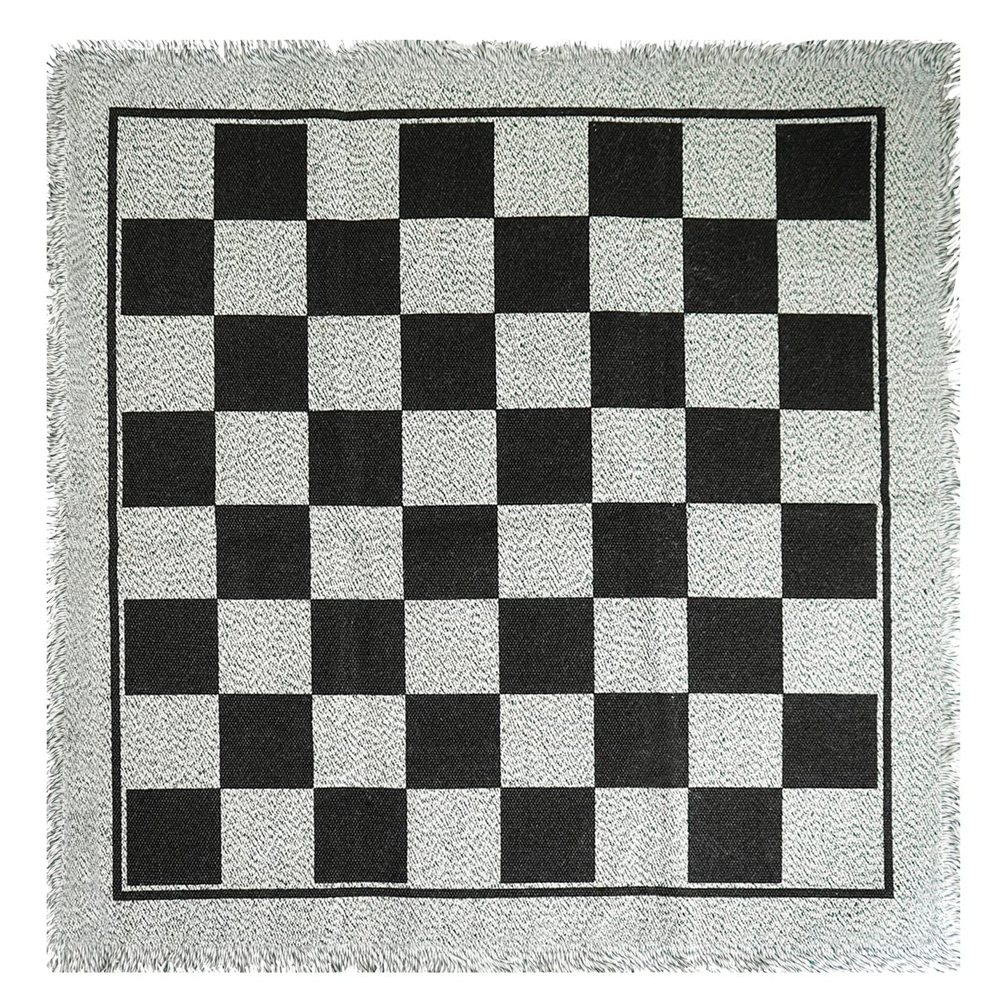 SEETOOOGAMES Giant Checkers Board Game - 3 in 1 Reversible Rug - Grey - 26x26 inches - Indoor/Outdoor Fun for Kids and Family