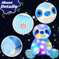 Cuteoy Blue Sloth Led Stuffed Animal Light-Up Plush Birthday Christmas Plushies Toy Gifts For Kids Toddler Girls, 10.5'