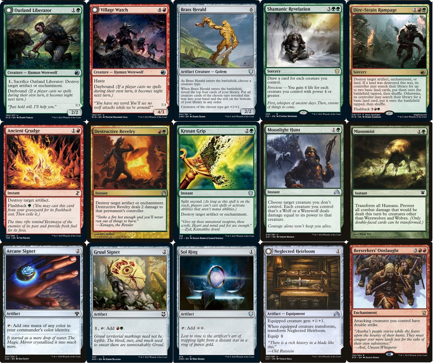 MTG Decks & More Elite Werewolf Commander Deck - Tovolar - EDH - 100 Cards - Red/Green Cardstock Magic The Gathering