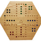 Cauff Solid Oak Double Sided Marble Board Game - 20 Inch, Hand Painted, Brown Wood
