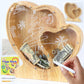 weallbuy Large Letter Piggy Bank for Kids Boys Girls Wooden Personalized Piggy Banks A-Z with Target Area Clear Alphabet Banknote Coin Banks for Gift Decoration Baptism (Love-2)
