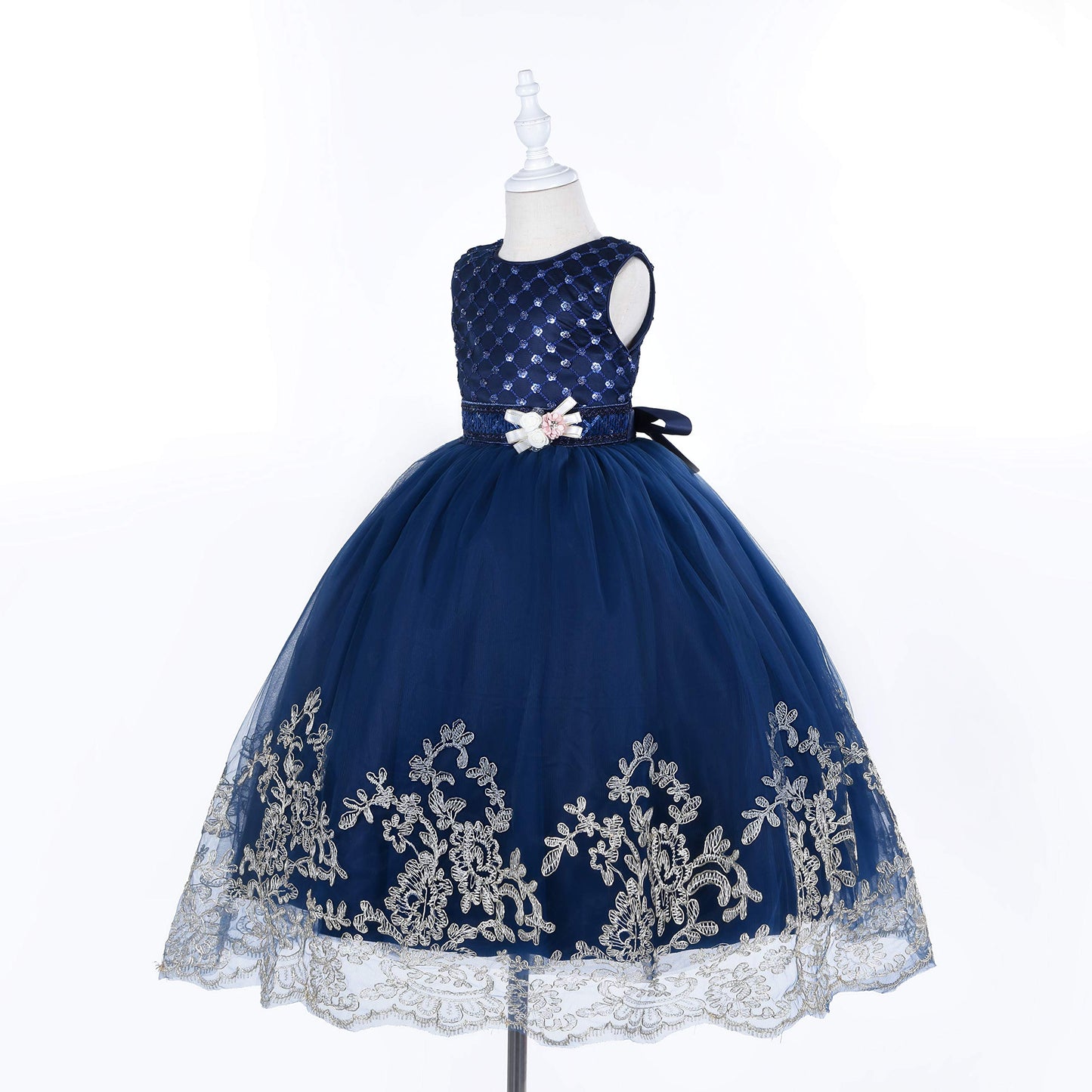 Cosplay Life Floral Dress For Girls And Young Adults Fashion Flower Waistline Kids Party Festival Dress Ages 4-12 Years Old (Blue, 8Yrs)