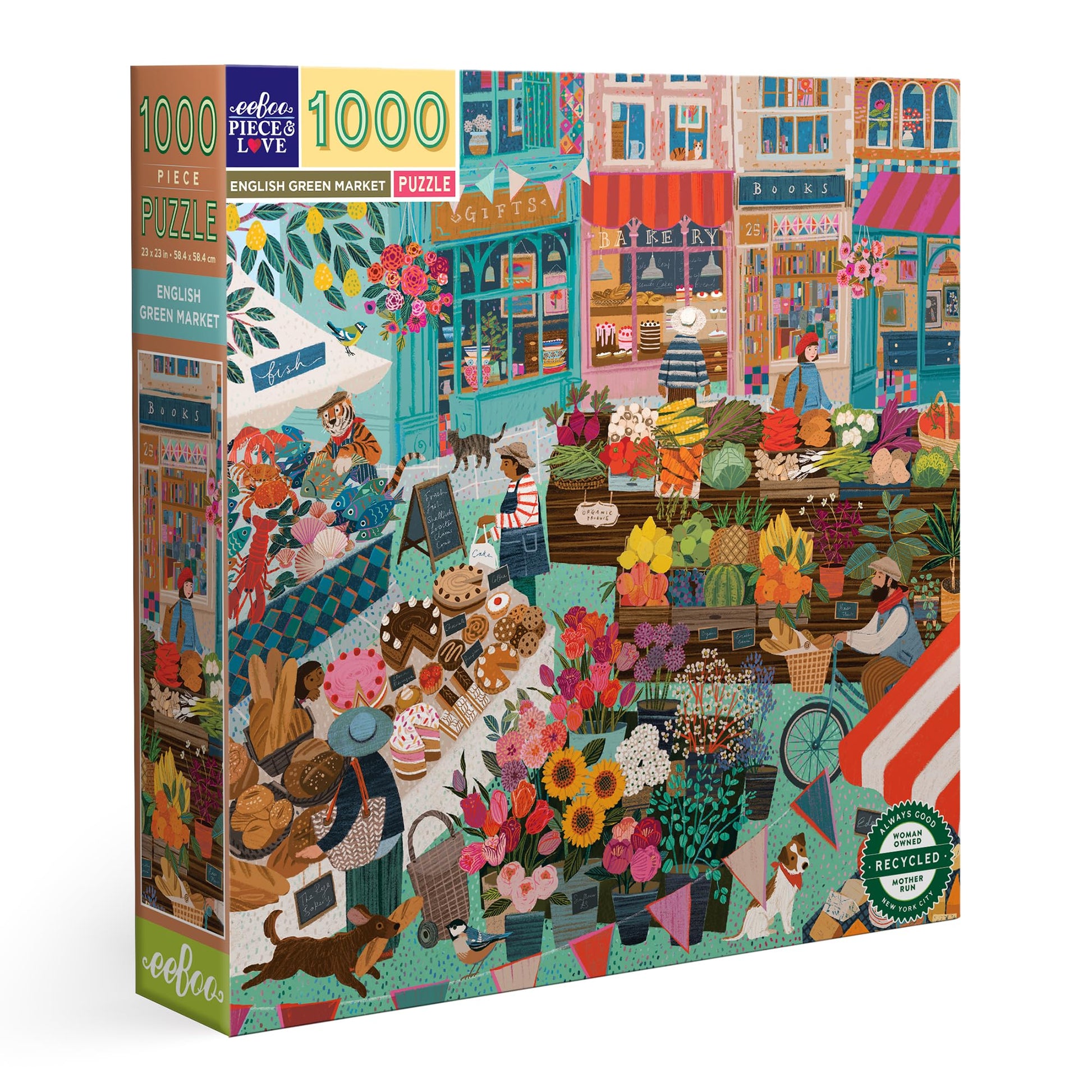 eeBoo Piece & Love: English Green Market - 1000 Piece Puzzle - mature-themed Square Jigsaw  23x23  Includes Image Reference Insert  Pieces