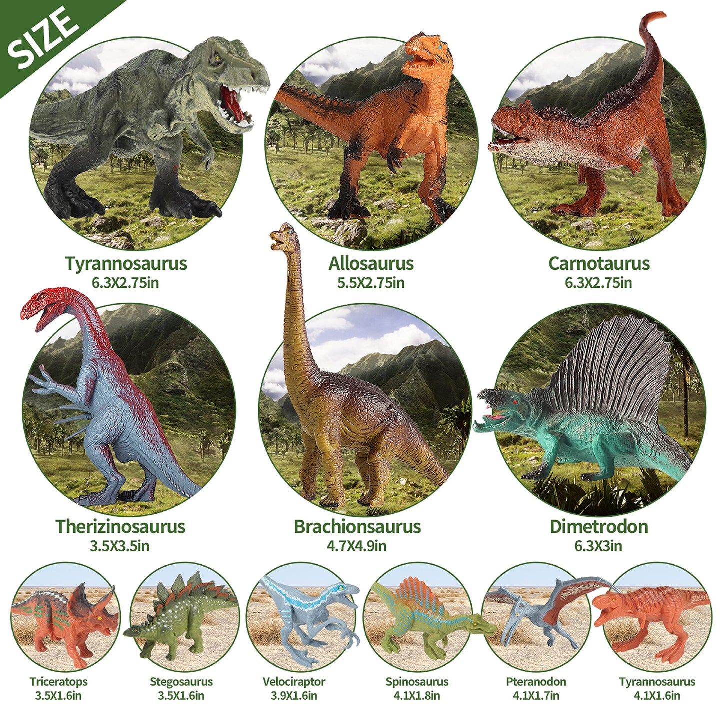Oriate Dinosaur Toys Playset with Large Mat, 45 Pieces, Realistic Mosasaurus, T-Rex, Spinosaurus, Plastic, Great Gifts for Kids 3-7