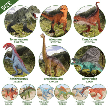 Oriate Dinosaur Toys W/Large Play Mat, Realistic Mosasaurus Figure Playset For Kids Toys 3-5 5-7 Including T-Rex, Spinosaurus, Carnotaurus, 45 Pieces Great Gifts For Boy & Girl To Create A Dino World