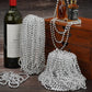 ZYFLSQ 100 Pcs 33'' 7mm Metallic Silver Beads Necklaces, Bulk Mardi Gras Beaded Necklaces, Party Beads Costume Necklaces