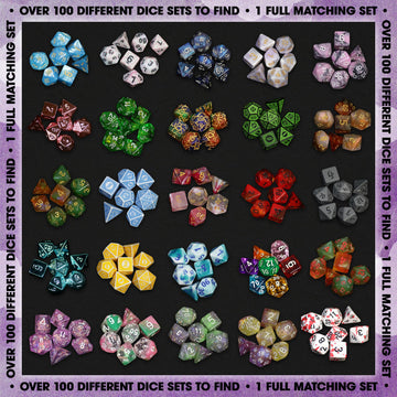 1985 Games Premium Mystery Dice, Set of 7 Polyhedral Dice, Wide Range of Patterns, Gaming Dice, Suitable for Role Playing, Table