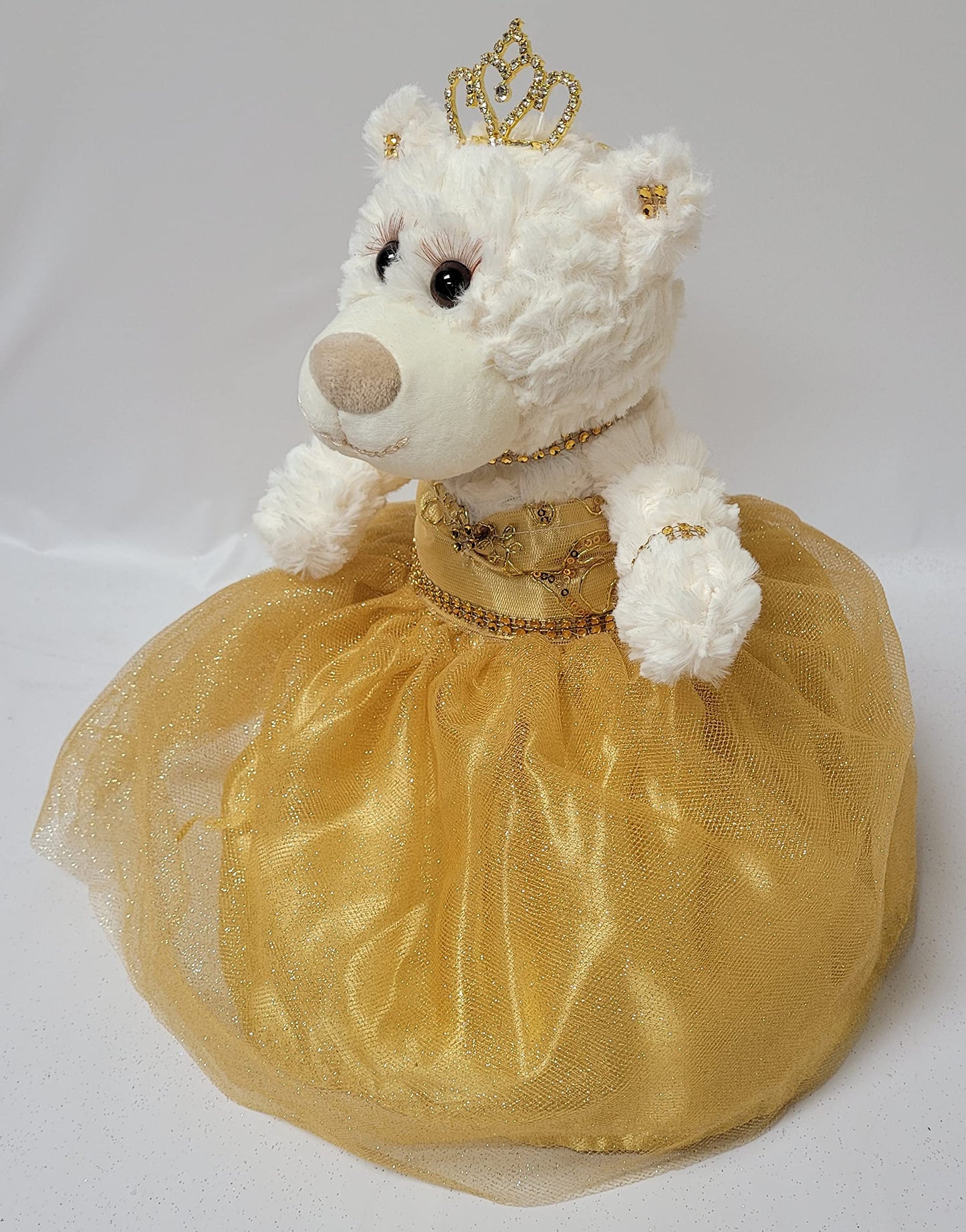 Kinnex Collections Since 1997 12' Quince Anos Quinceanera Last Doll Teddy Bear With Dress (Centerpiece) ~ Arc09831-6 (Gold)