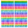 BRAVESHINE Fringe Backdrop Tinsel Foil Curtains - 2 Pack Colorful Party Streamers Backdrops for Doorway Decor/80s/90s/Dance/Gr